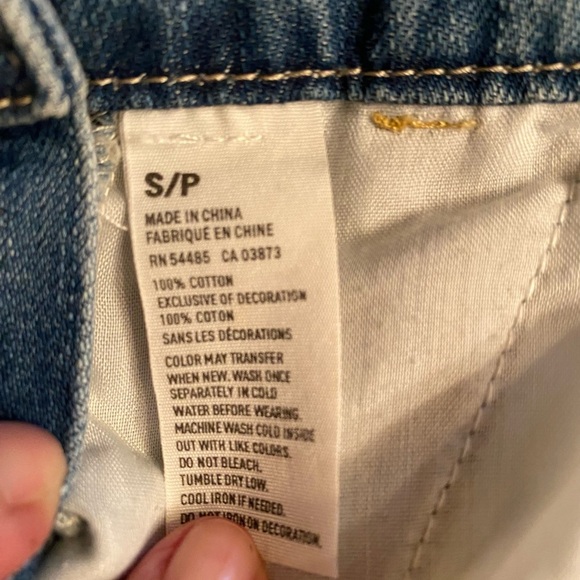 American Eagle Denim Short Overalls Shortalls Size S/P Frayed Hem Women’s GUC. - Picture 5 of 16